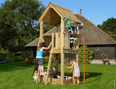 Drewniany Plac Zabaw dla dzieci Maly ogród • Jungle Club Fireman's Pole
